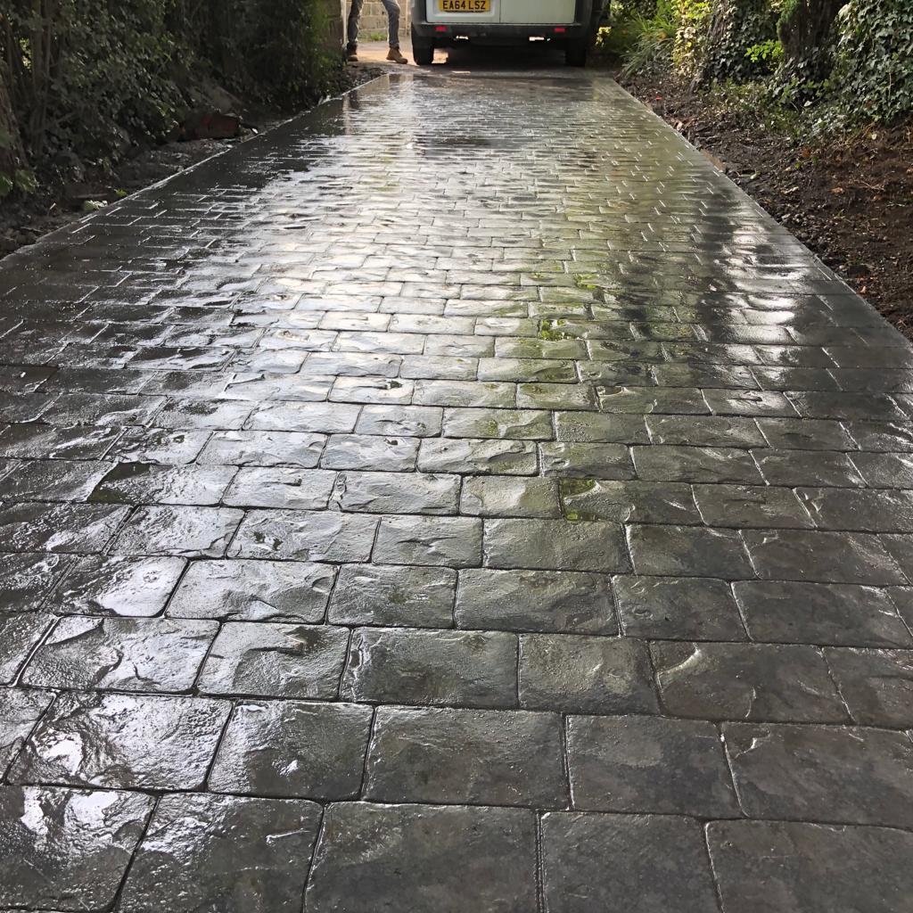 imprinted concrete driveway in Leeds by Lynch Renovation & Development